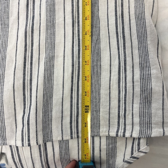 NWT Ellen Tracy Women's S Linen Blouse Blue Striped Sleeveless Beachy Tank Zip - Picture 9 of 11